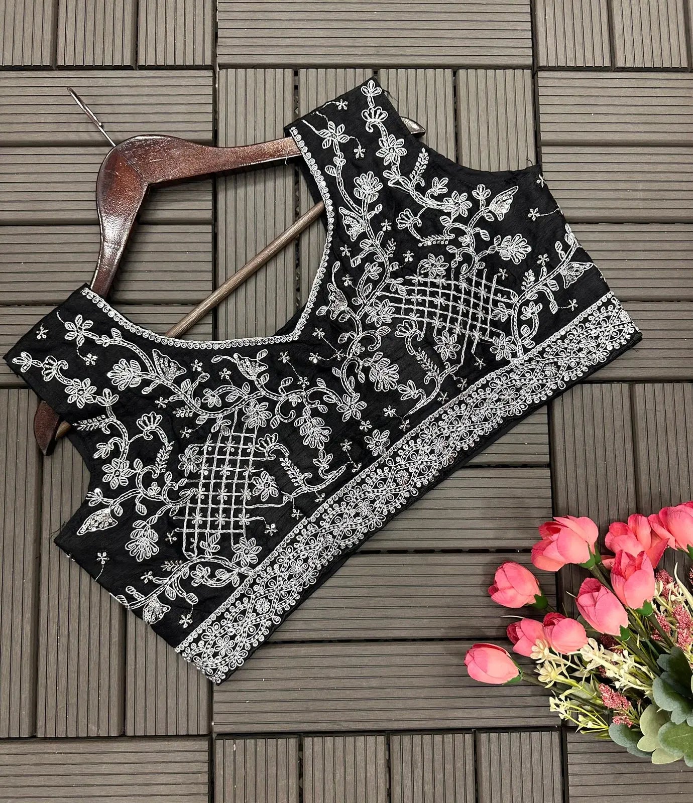 Super Trending Embroidery cording work ready to wear Saree with Embroidery Blouse NextBuy
