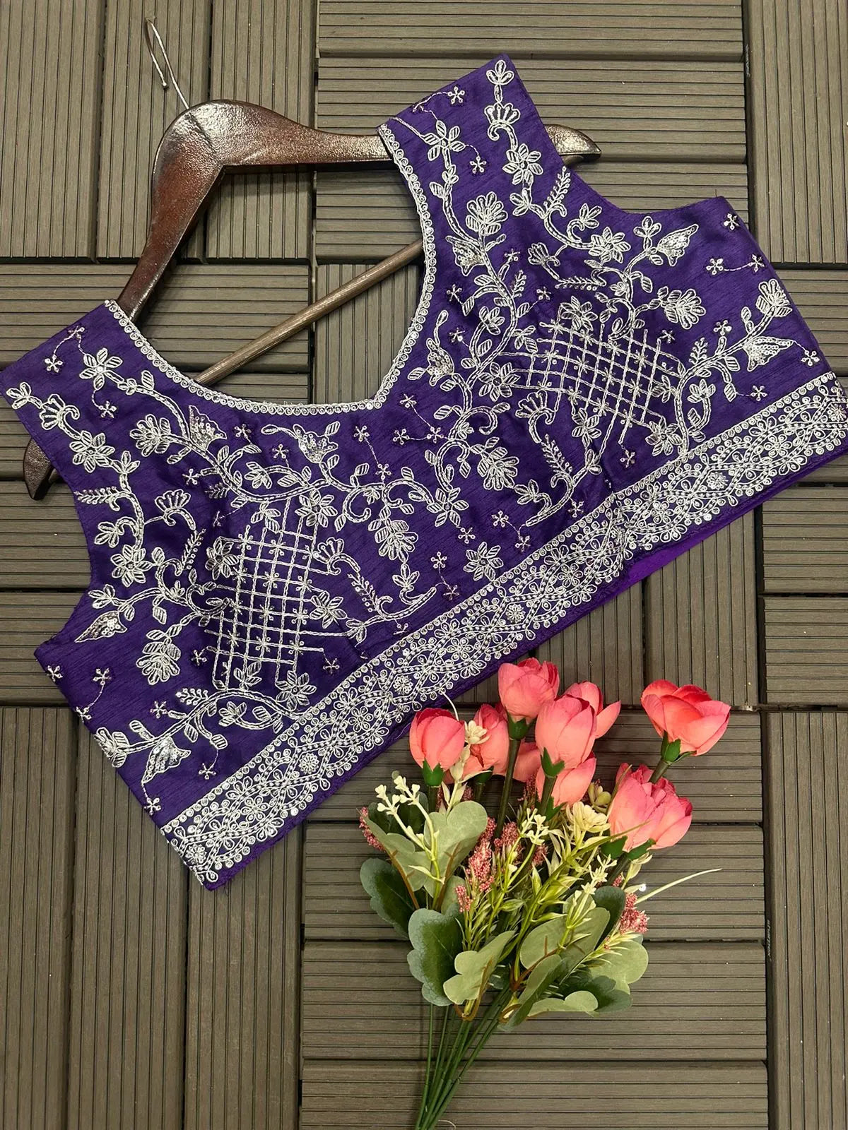 Super Trending Embroidery cording work ready to wear Saree with Embroidery Blouse NextBuy