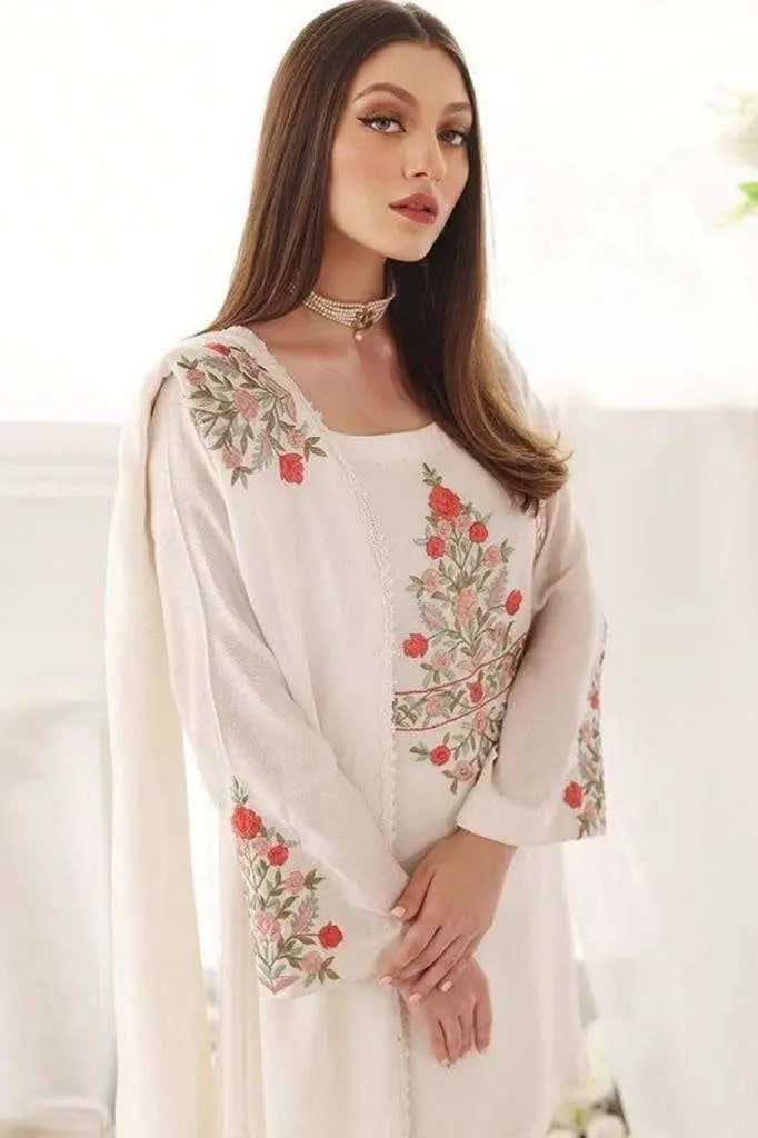 White Embroidery Work Readymade Palazzo Suit NextBuy