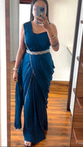 New Super Trending Embroidery Cording Work Ready To Wear Saree With Full Koti NextBuy