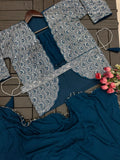 New Super Trending Embroidery Cording Work Ready To Wear Saree With Full Koti NextBuy