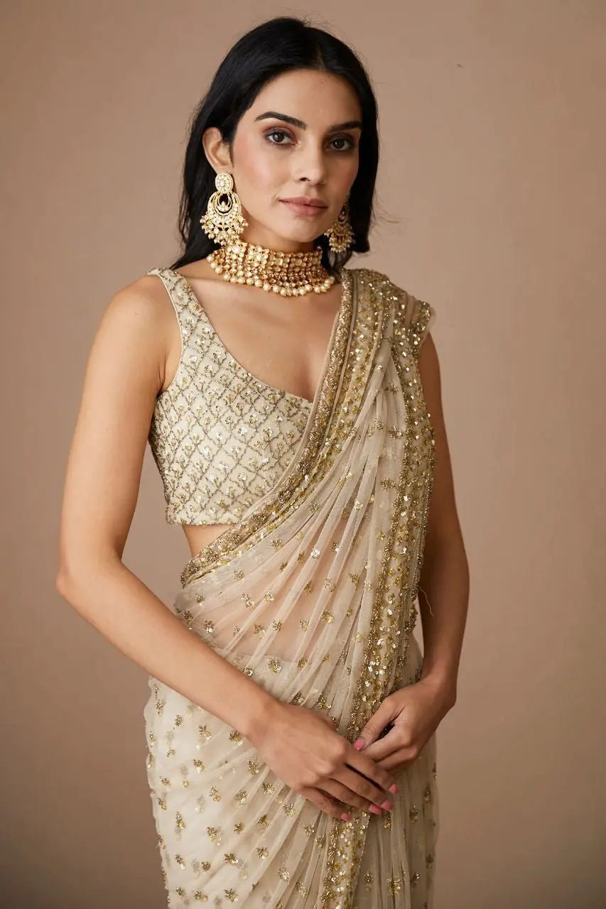 Embellished Sequinned Net Saree NextBuy