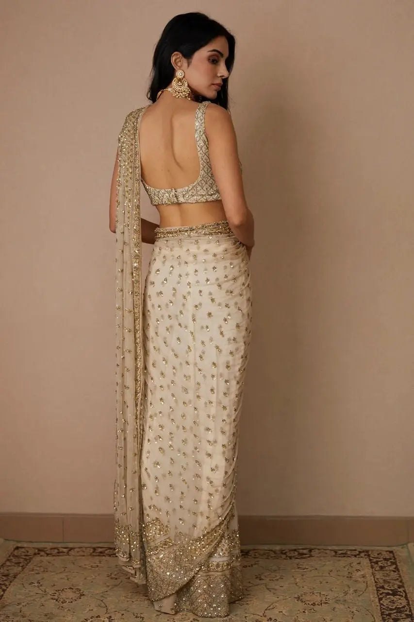 Embellished Sequinned Net Saree NextBuy