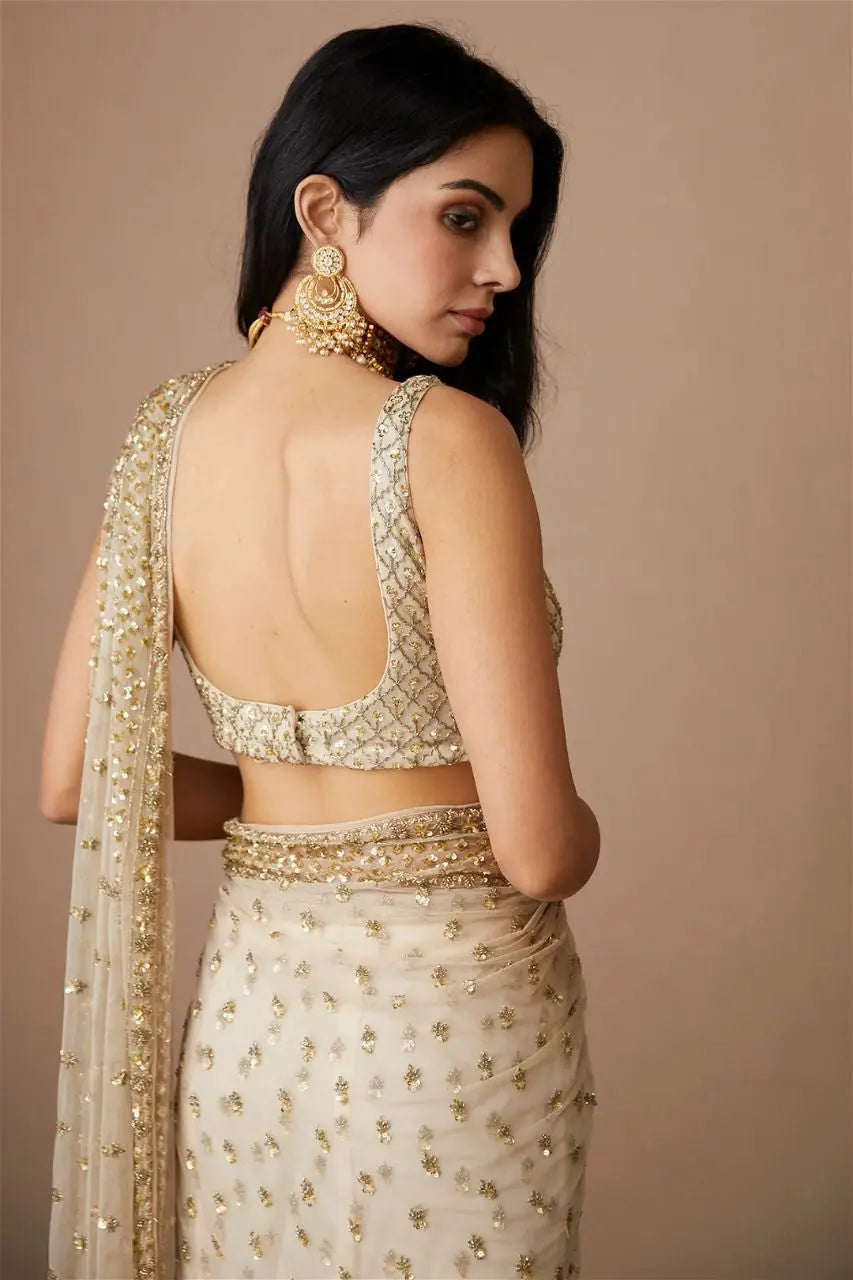 Embellished Sequinned Net Saree NextBuy