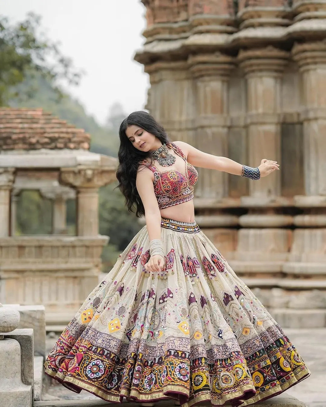 Muslin Digital Print Mirror Work Special Chaniya Choli NextBuy