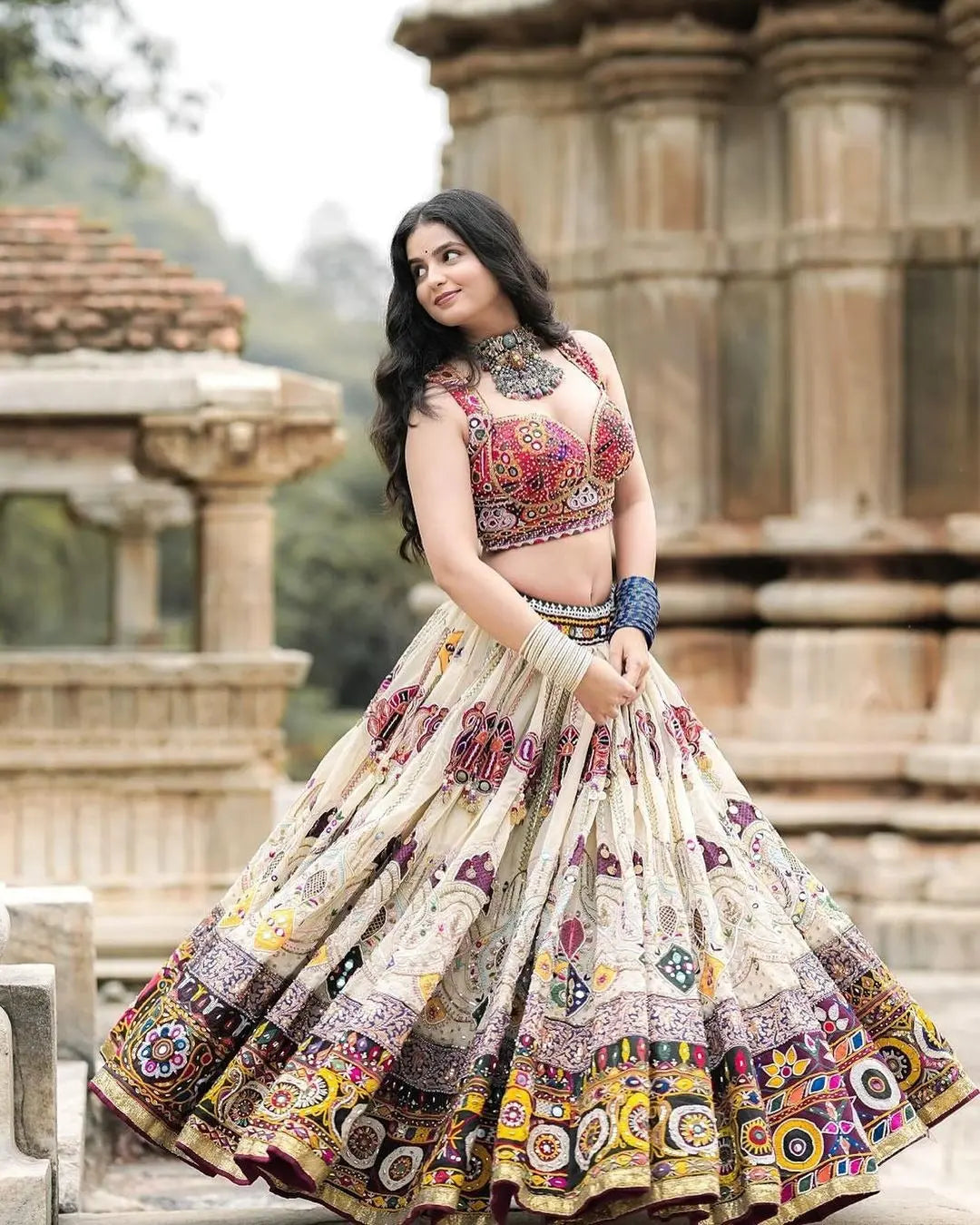 Muslin Digital Print Mirror Work Special Chaniya Choli NextBuy