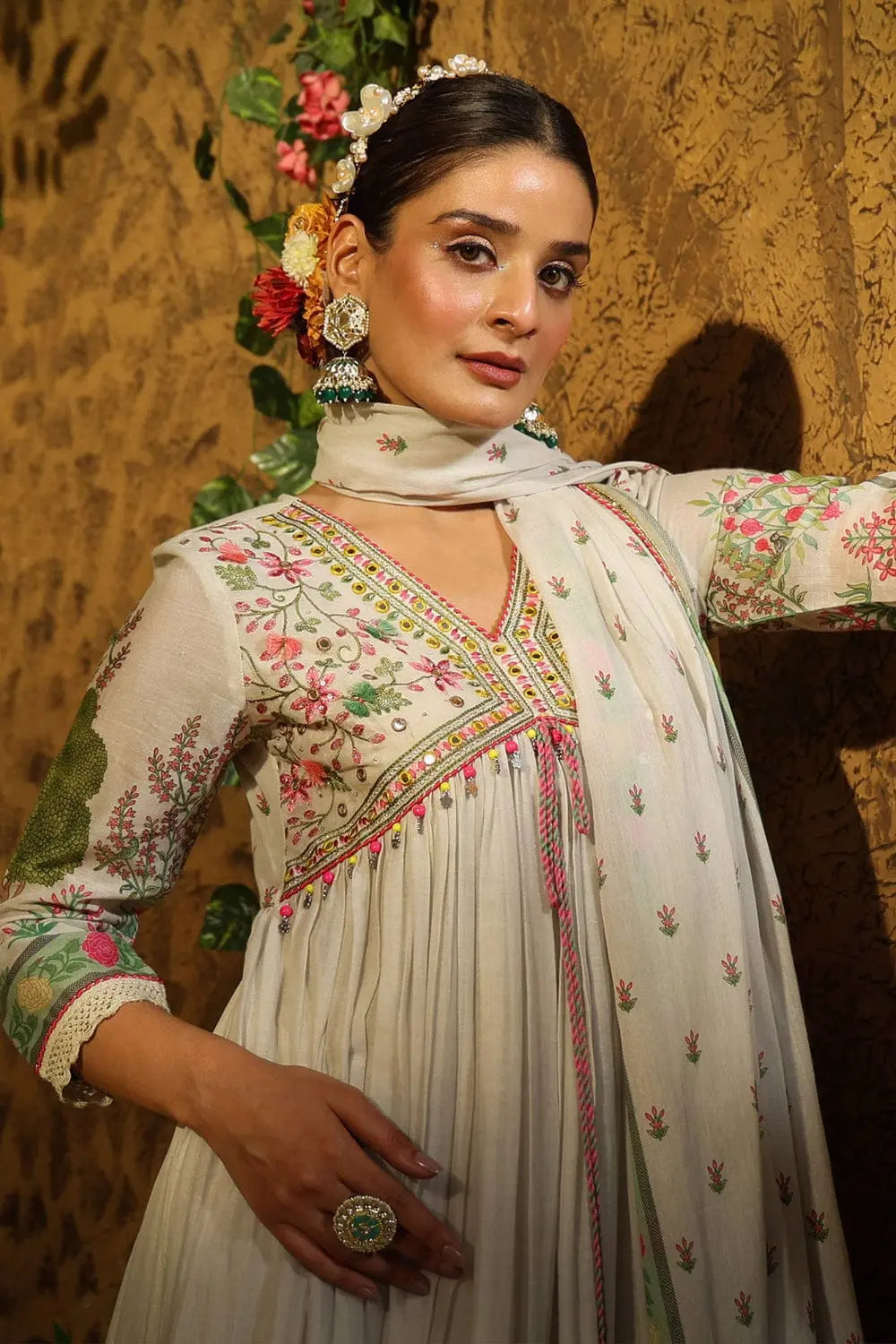 Women Embroidered A-Line Kurta Suit Set NextBuy