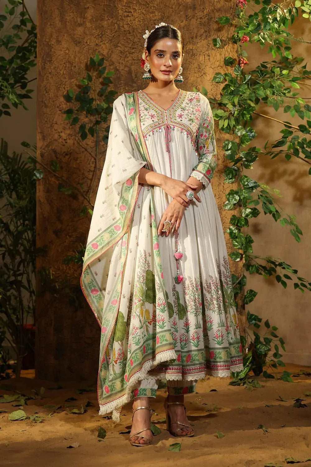 Women Embroidered A-Line Kurta Suit Set NextBuy