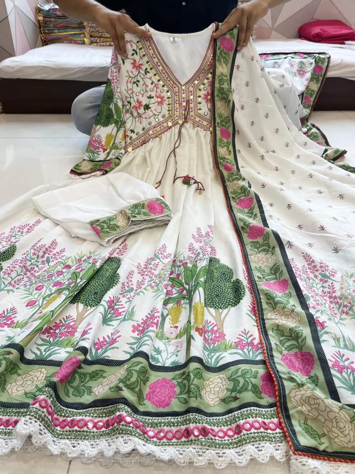 Women Embroidered A-Line Kurta Suit Set NextBuy