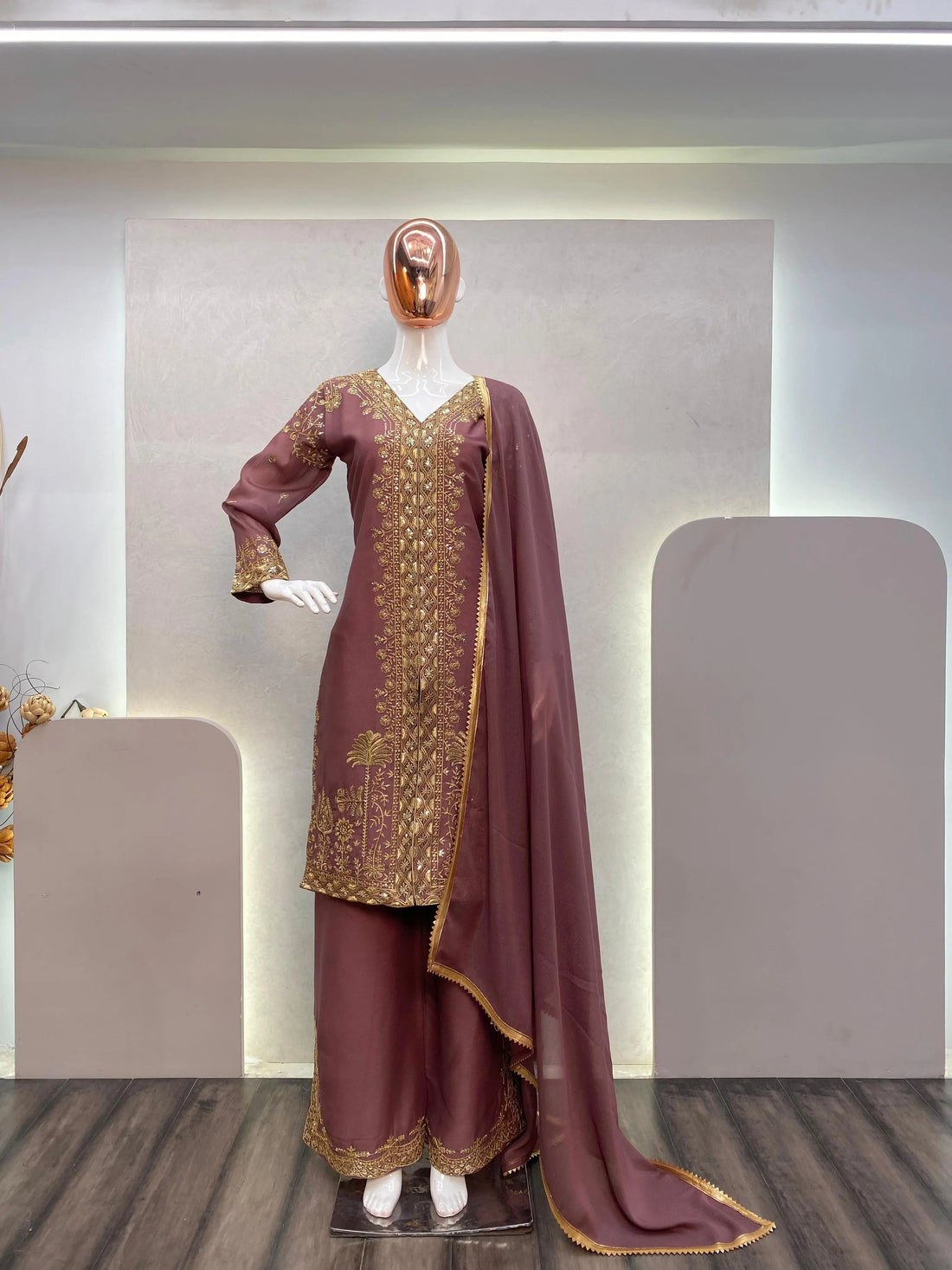 DESIGNER TRENDING NEW FABRIC STAR GEORGETTE WITH SEQUENCE EMBROIDERY WORK SUIT PENT AND DUPATTA NextBuy
