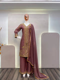 DESIGNER TRENDING NEW FABRIC STAR GEORGETTE WITH SEQUENCE EMBROIDERY WORK SUIT PENT AND DUPATTA NextBuy