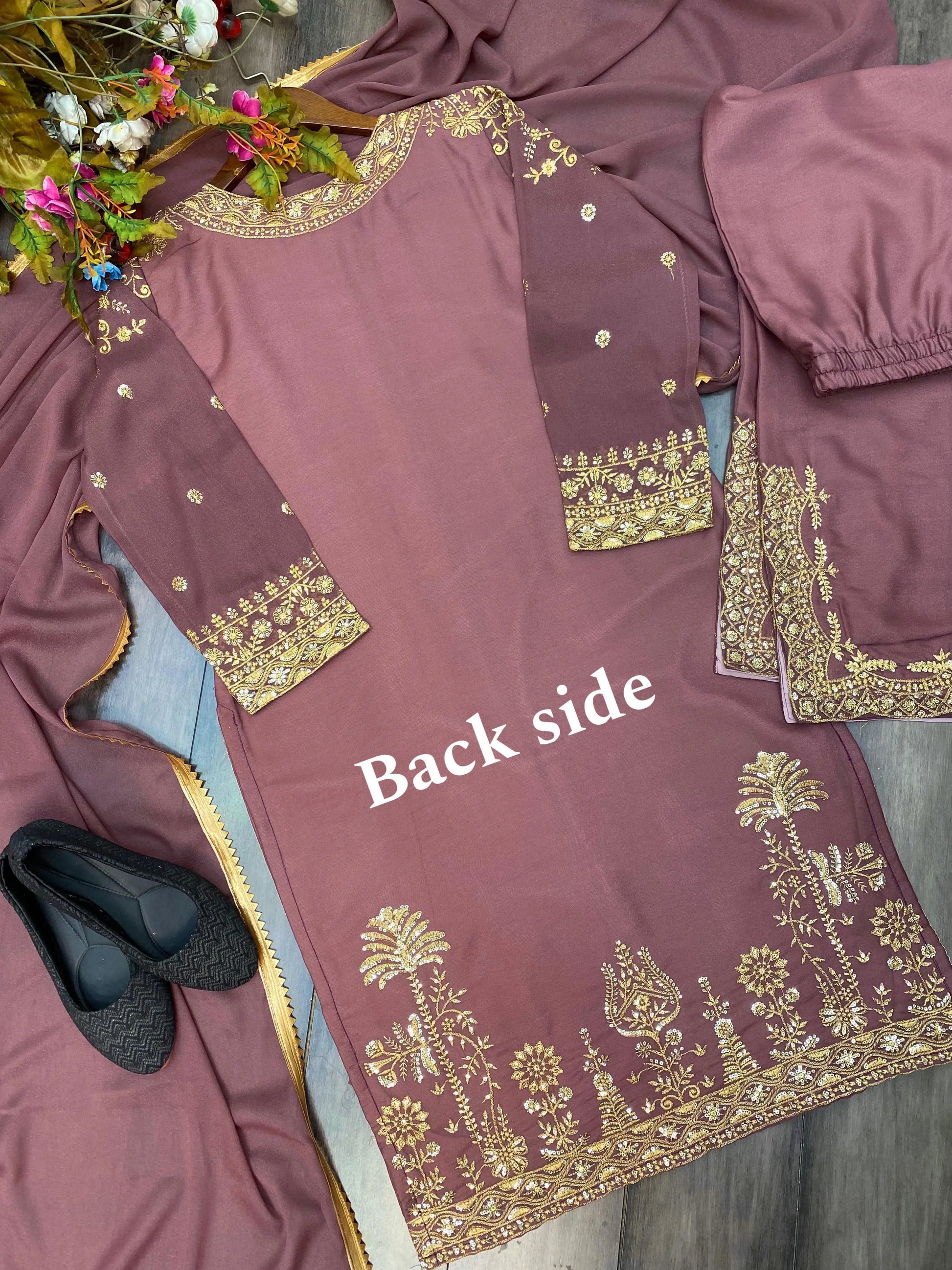DESIGNER TRENDING NEW FABRIC STAR GEORGETTE WITH SEQUENCE EMBROIDERY WORK SUIT PENT AND DUPATTA NextBuy