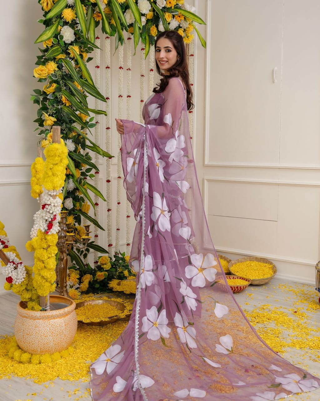 Elegant Georgette Ruffle Ready-to-Wear Saree – Stylish & Trendy Pre-Stitched Saree NextBuy