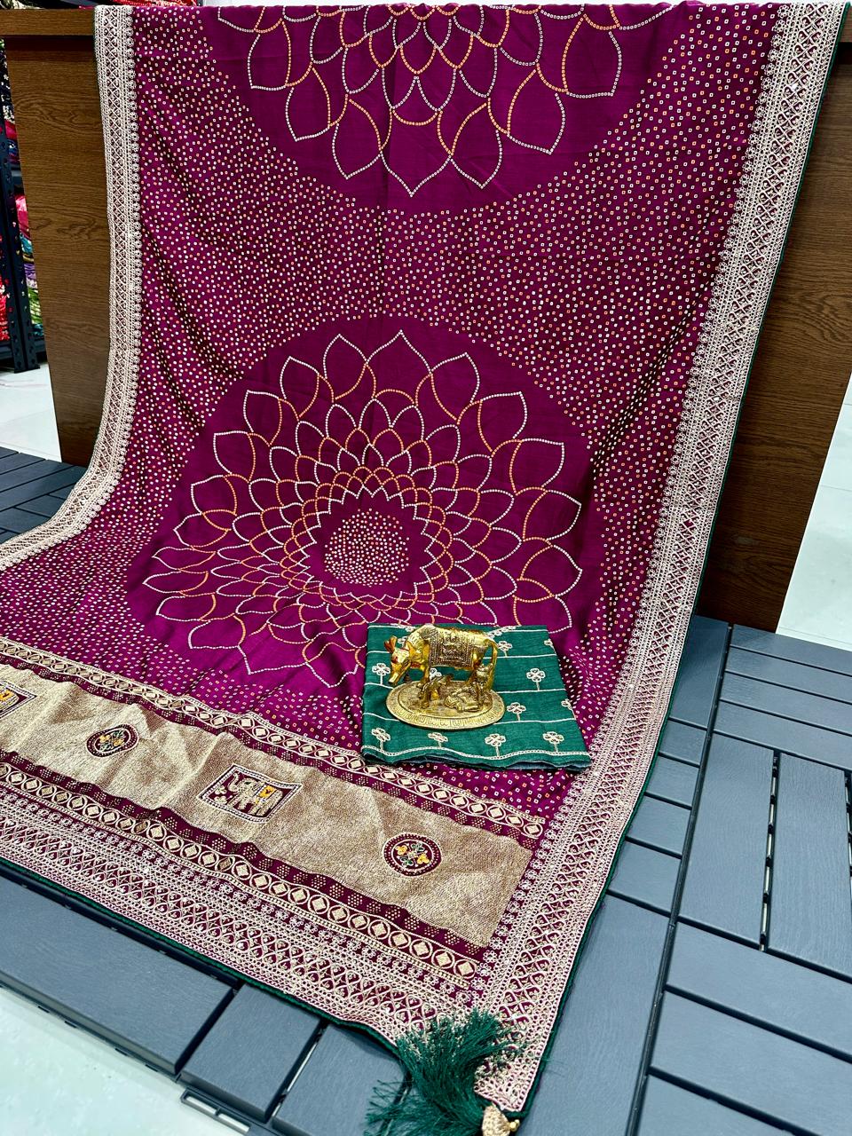 Wedding Special Kolkata Blooming Silk Saree | Bandhani Print & Zari Work NextBuy