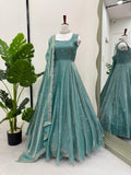 Elegant Fandy Silk Gown Set – Party & Festive Wear with Embroidery NextBuy