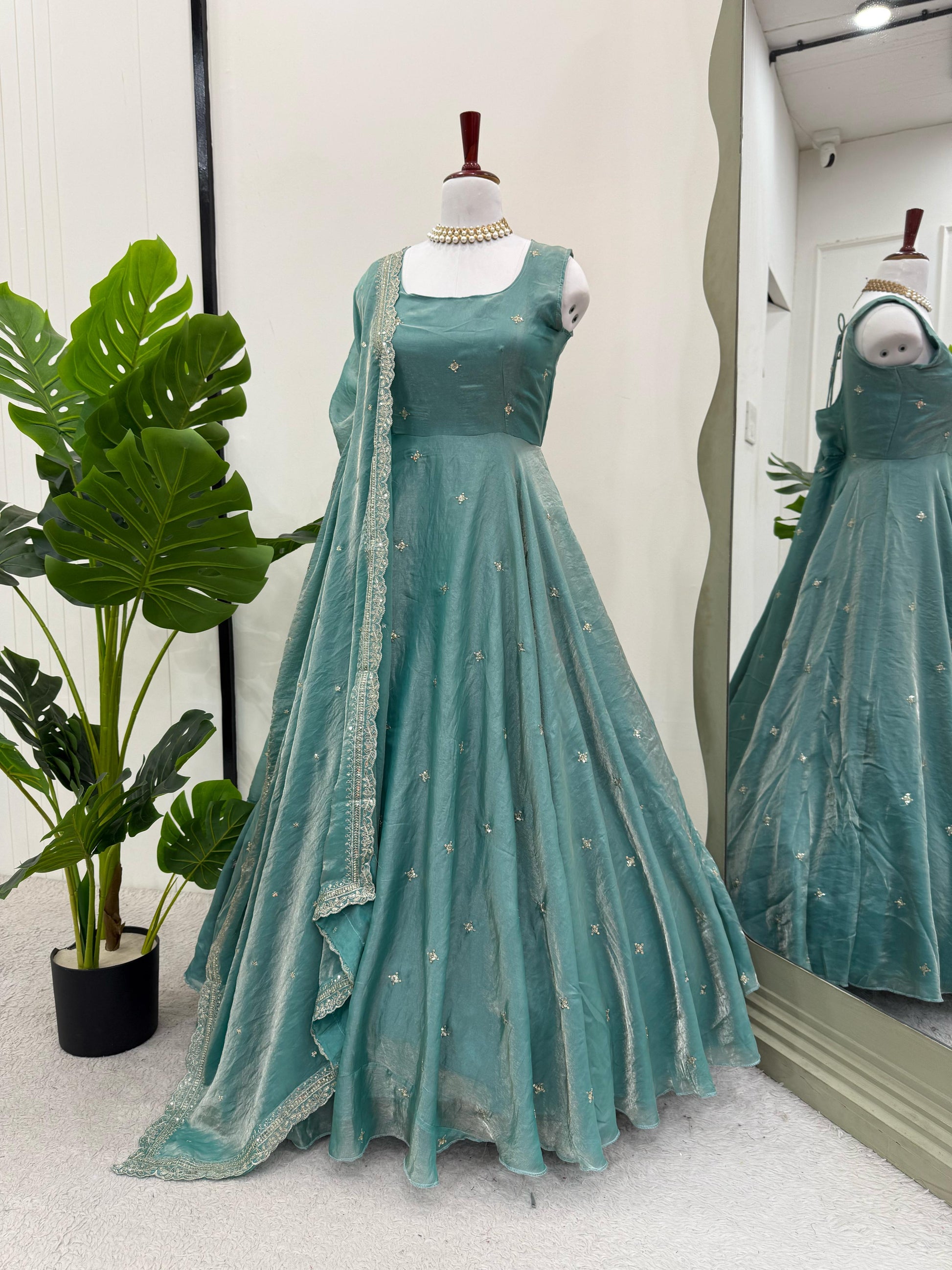 Elegant Fandy Silk Gown Set – Party & Festive Wear with Embroidery NextBuy
