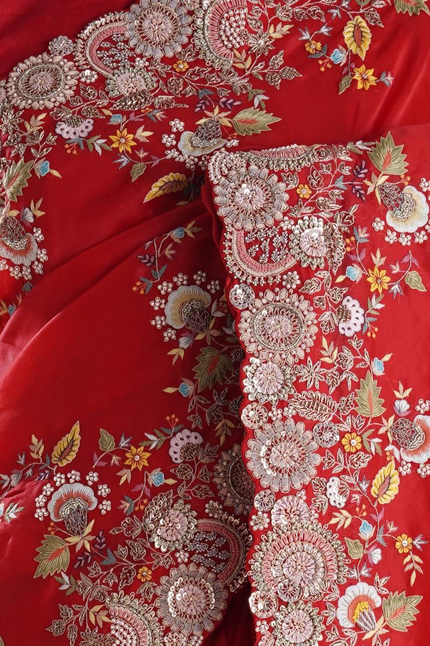 Elegant Soft Rangoli Silk Saree – Heavy Embroidery & Cutwork Border | Wedding & Party Wear NextBuy