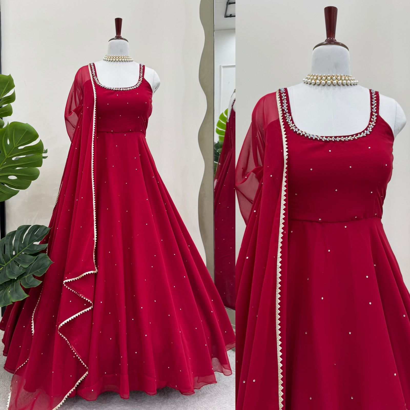 Premium Faux Georgette Ethnic Wear – Embroidered & Mirror Work Suit Set NextBuy