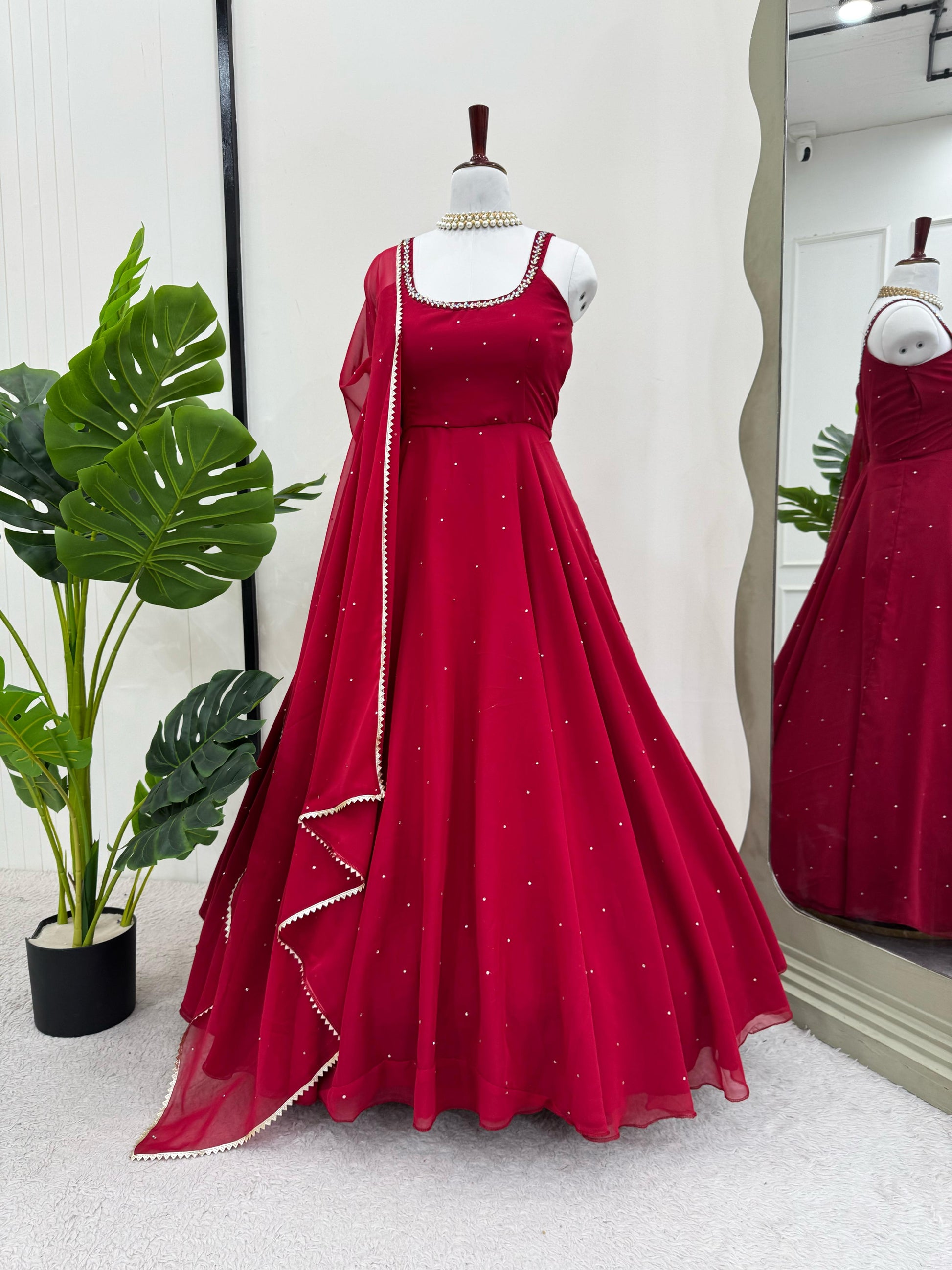Premium Faux Georgette Ethnic Wear – Embroidered & Mirror Work Suit Set NextBuy