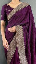 Elegant Zari & Swarovski Work Saree – Premium Vichitra Silk NextBuy