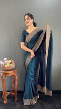 Elegant Zari & Swarovski Work Saree – Premium Vichitra Silk NextBuy