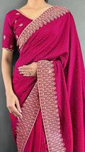 Elegant Zari & Swarovski Work Saree – Premium Vichitra Silk NextBuy