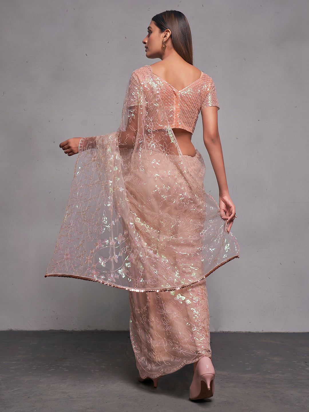 Designer Sequins Saree – Soft Net Embroidered Saree for a Glamorous Look NextBuy