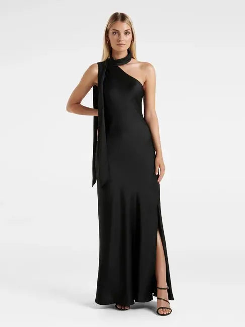 Imported One Shoulder Women's Party Red Satin Dress NextBuy
