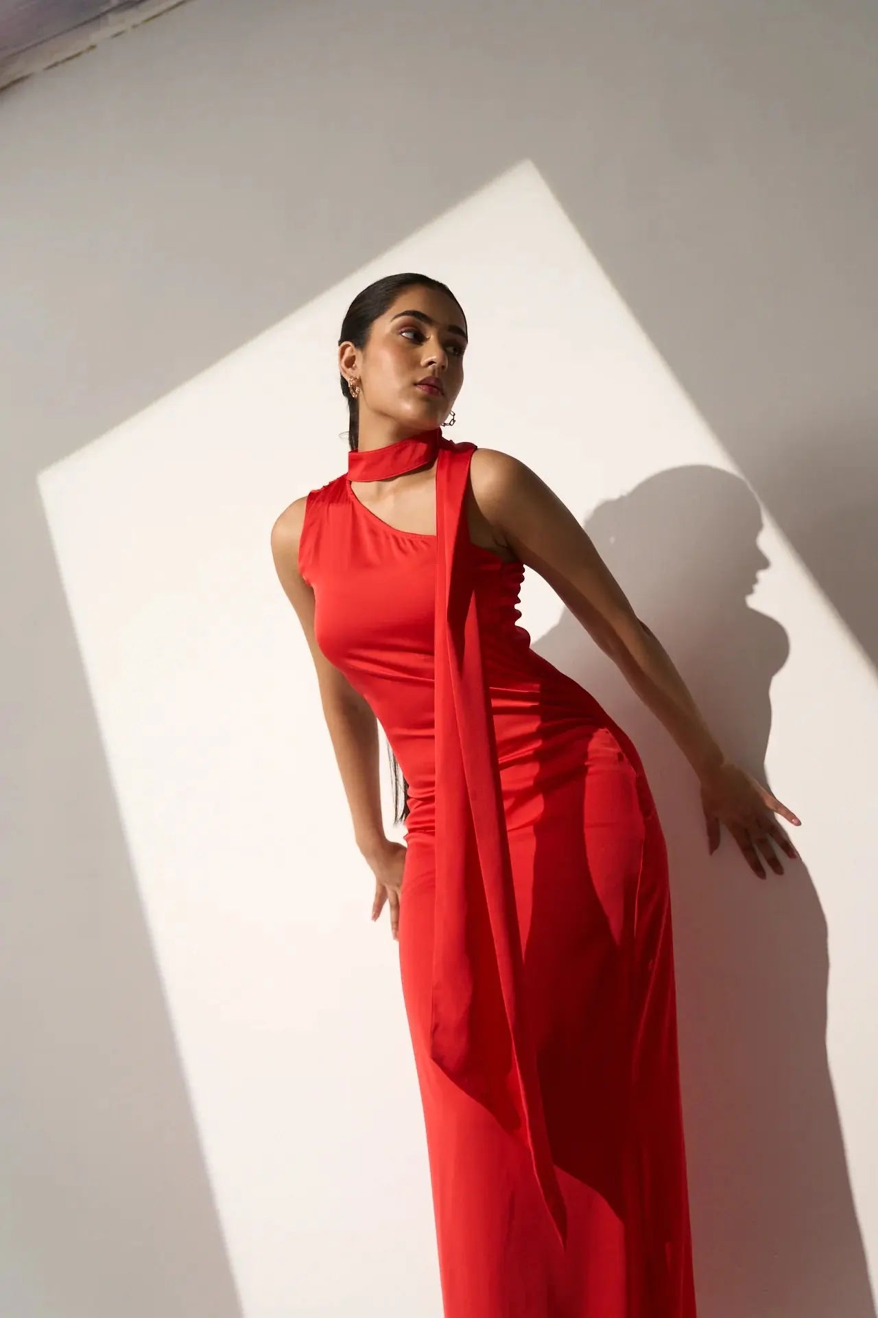 Imported One Shoulder Women's Party Red Satin Dress NextBuy