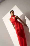 Imported One Shoulder Women's Party Red Satin Dress NextBuy