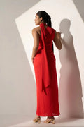 Imported One Shoulder Women's Party Red Satin Dress NextBuy