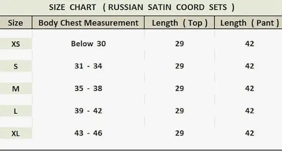 Russian Satin Full Sleeves 2 Piece Kurta Co -ord Set NextBuy