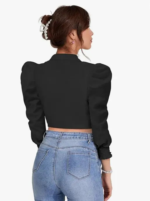 Odette Black Regular Fit Crop Top - NextBuy