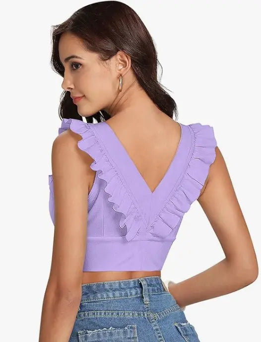 Women's Shoulder Straps Neck Sleeveless Crop top - NextBuy
