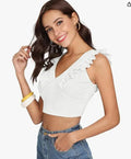 Women's Shoulder Straps Neck Sleeveless Crop top - NextBuy