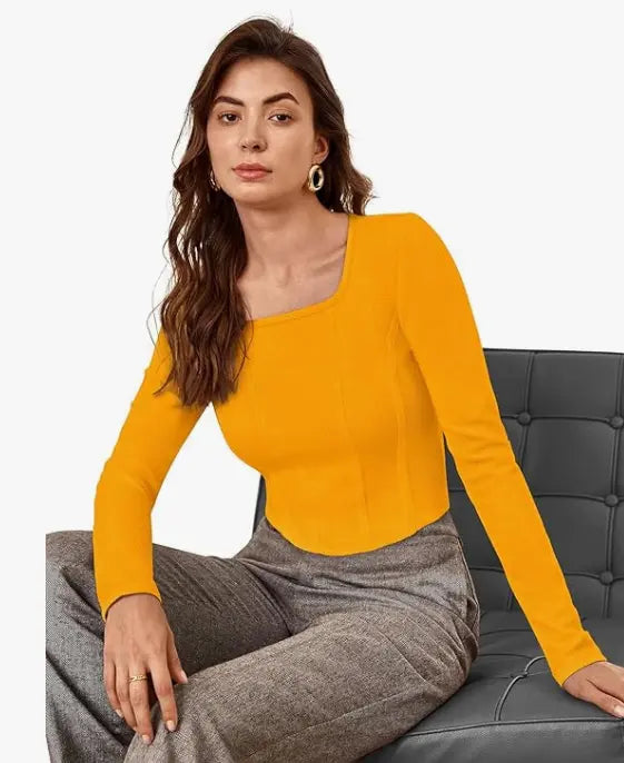Square Neck Full Sleeve Crop Top for Women & Girl - NextBuy
