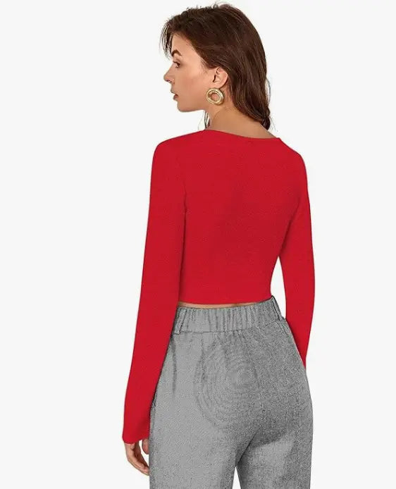 Square Neck Full Sleeve Crop Top for Women & Girl - NextBuy