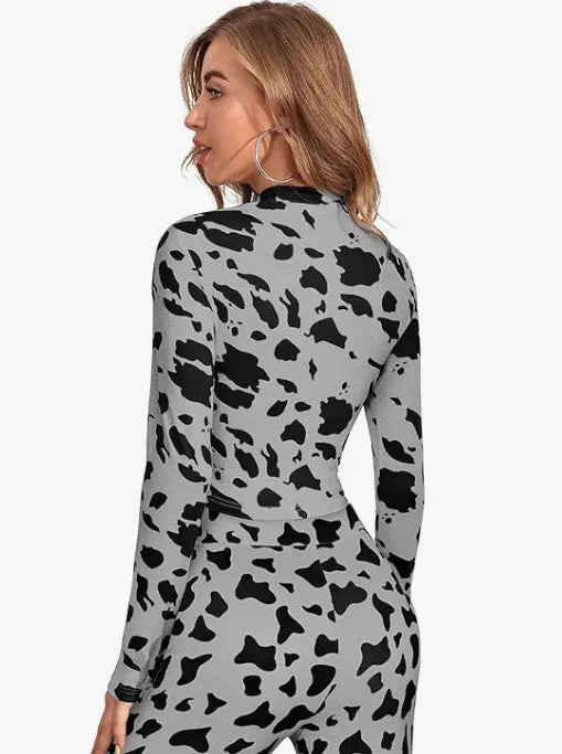 Women's Printed Polyster Stylised Neck Full Sleeve Crop top & Bottom Fancy Dress Co-Ord Set - NextBuy