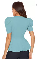 Casual Puff Sleeves Solid Women Top - NextBuy