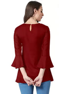 Casual Bell Sleeves Embroidered Women Maroon Top - NextBuy