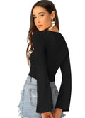 Bell Sleeve Ruched Crop Top - NextBuy