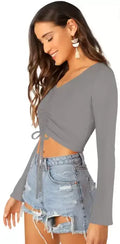 Bell Sleeve Ruched Crop Top - NextBuy