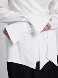 Co-Ord Set I Chic Wrap-Style White Shirt with Asymmetric Hem for Women NextBuy