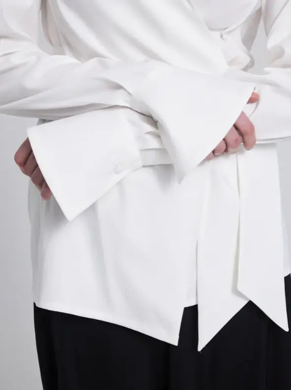 Co-Ord Set I Chic Wrap-Style White Shirt with Asymmetric Hem for Women NextBuy
