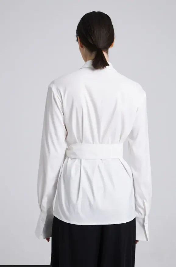 Co-Ord Set I Chic Wrap-Style White Shirt with Asymmetric Hem for Women NextBuy