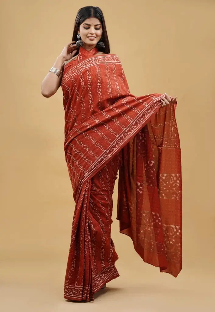 HAND BLOCK  PRINTED COTTON SAREES - NextBuy