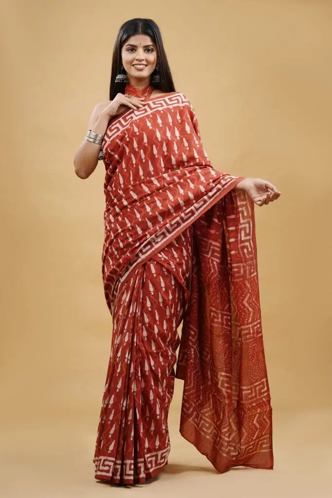 HAND BLOCK  PRINTED COTTON SAREES - NextBuy