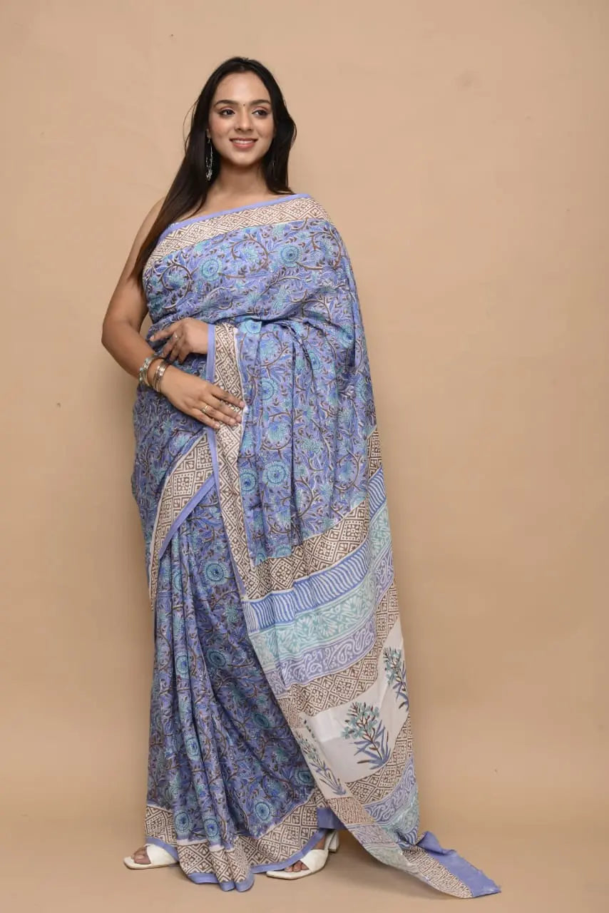 HAND BLOCK  PRINTED COTTON SAREES - NextBuy