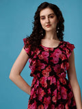 Women Maroon Floral Printed Long Dress NextBuy