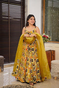 Designer Anarkali Gown with Dupatta – Digital Printed Jimmy Organza Silk NextBuy